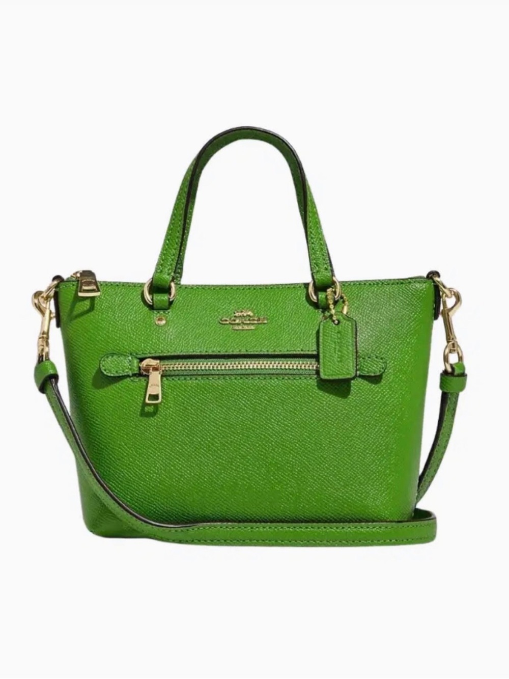 Coach Mini Gallery Crossbody Crossgrain Leather With Brass Hardware Neon Green
